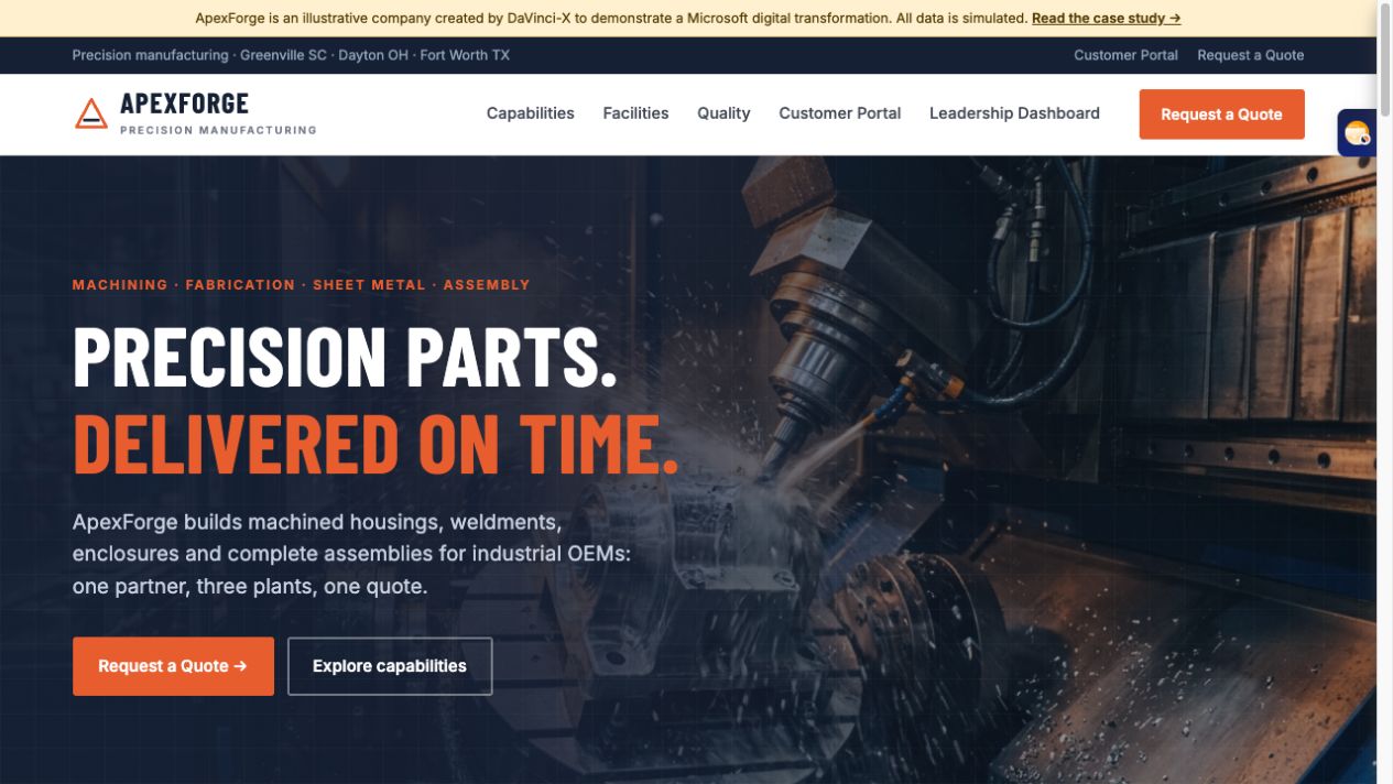Manufacturing website — ApexForge