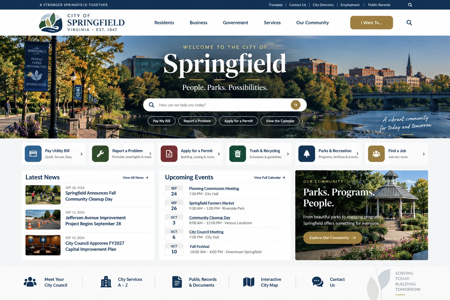 Reimagined Springfield website design